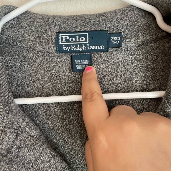 Polo by Ralph Lauren Men’s Big and Tall Gray Long-Sleeve Polo Shirt size 2XLT - Picture 5 of 5